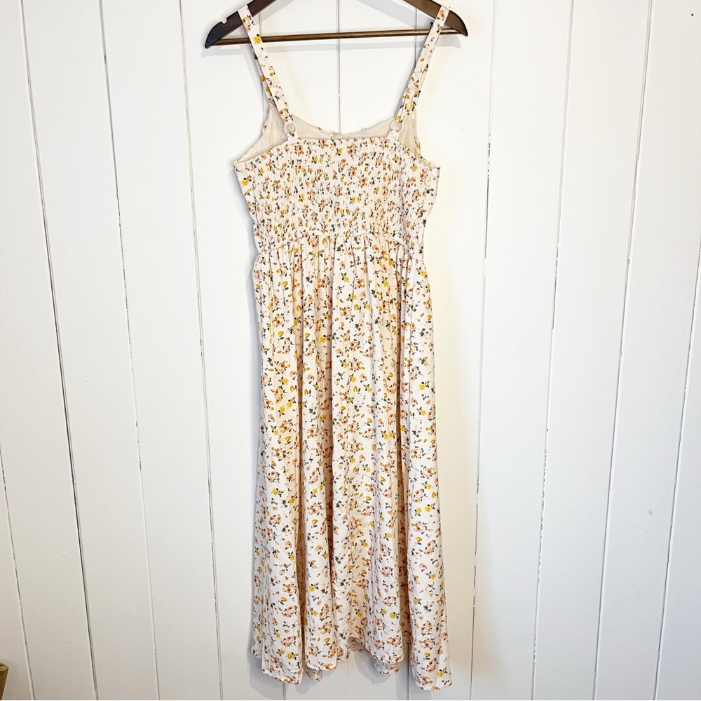 Shein Cream and Yellow and Peach Floral Milk Maid Style Dress. Size Medium. - Picture 6 of 6